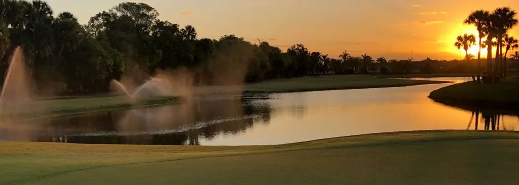 golf course at sunset